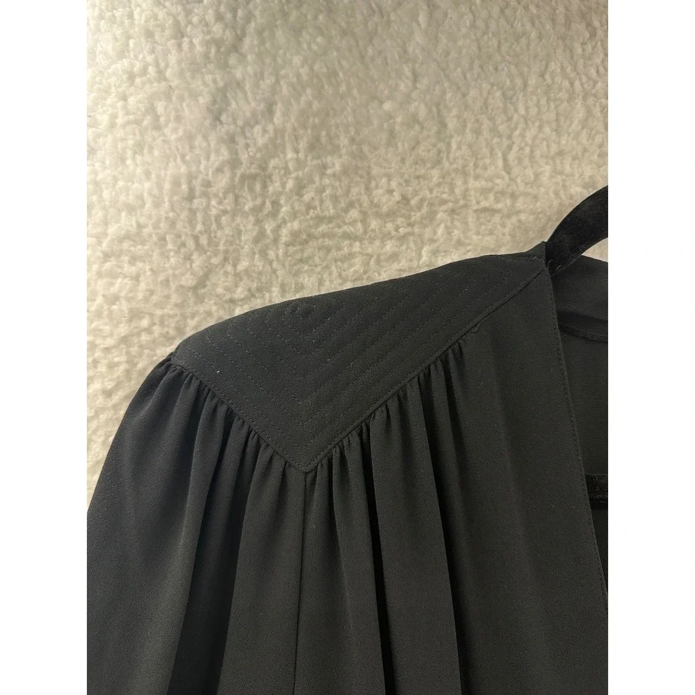 Vintage‎ Pierre Cardin Black Midi Dress Size 12 Bishop Sleeve V Neck Wrap Style